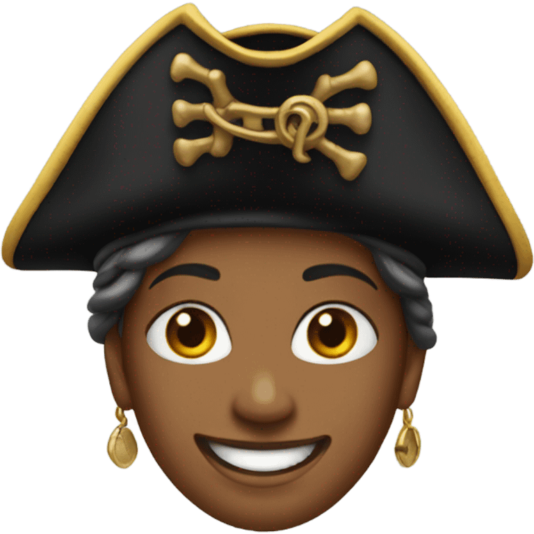 smiling woman with earrings wearing pirate hat emoji