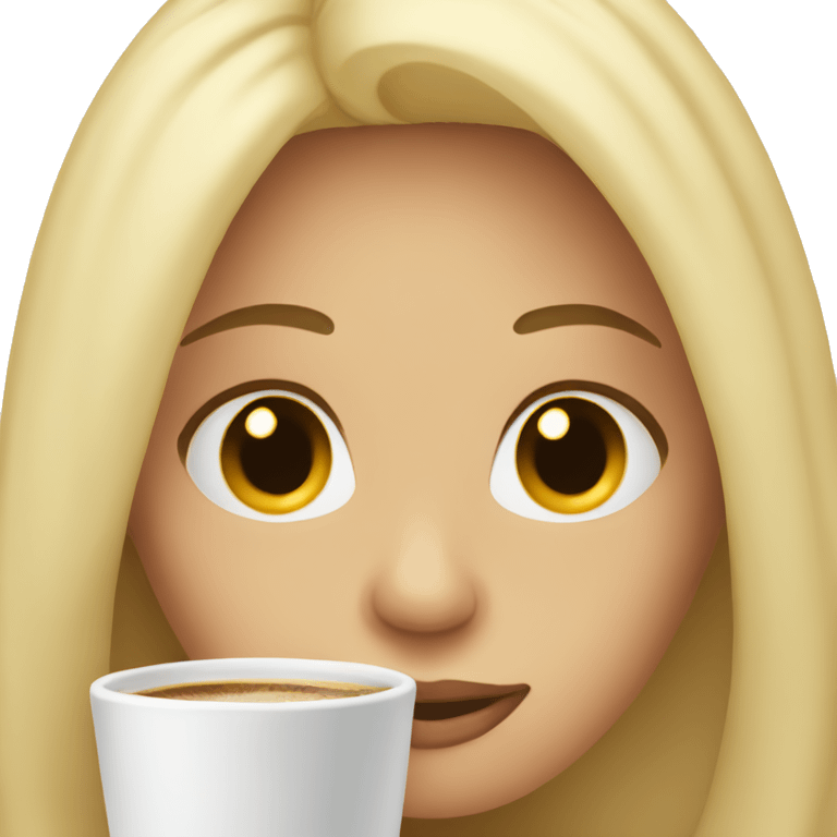 cozy girl blonde with coffe emoji