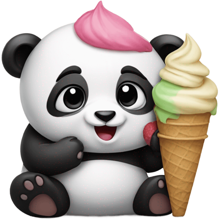 Panda eating ice cream emoji