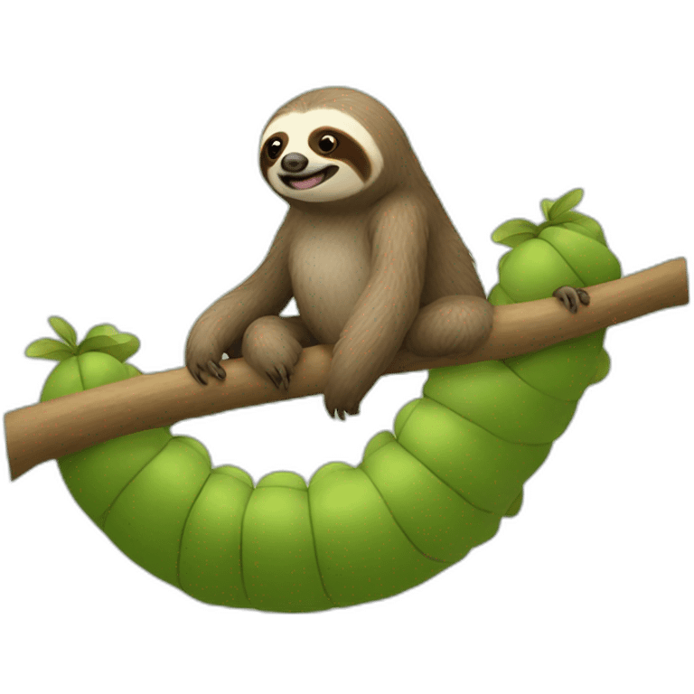 Sloth riding caterpillar with head emoji