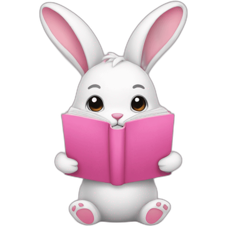 bunny with pink book emoji