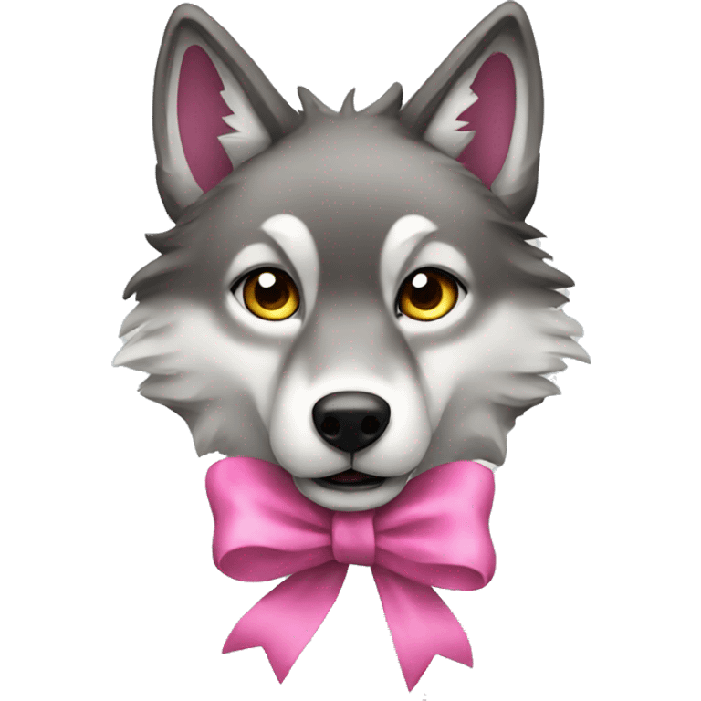 A wolf with a pink bow emoji