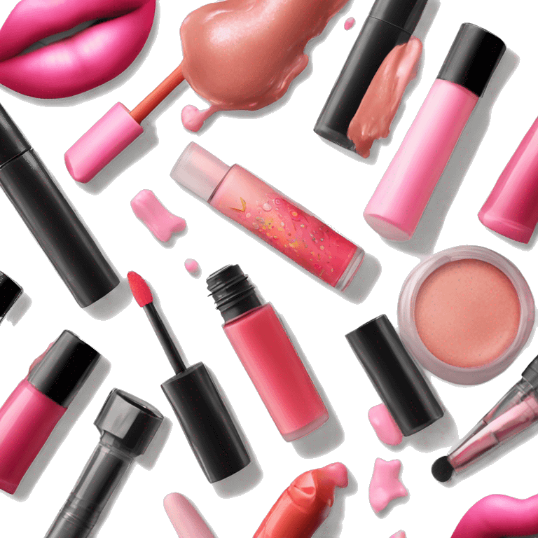 Lip gloss with other makeup products  emoji