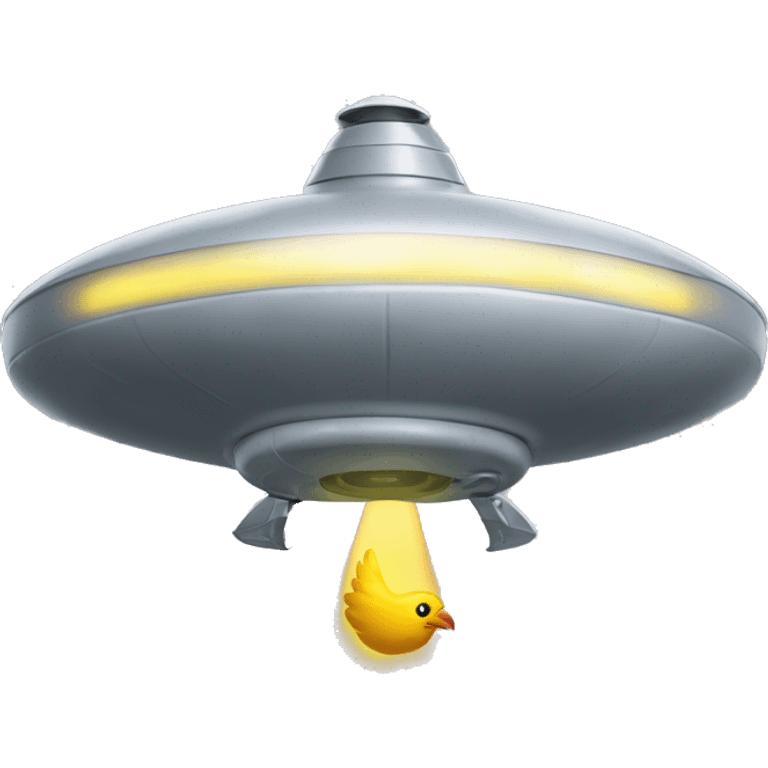 gray flying saucer with light on with a chicken inside emoji