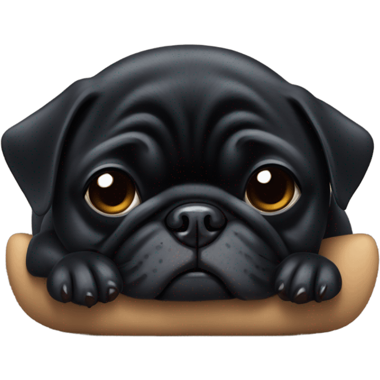 Black pug asleep with eyes closed emoji