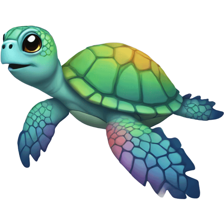 Sea turtle with rainbow emoji