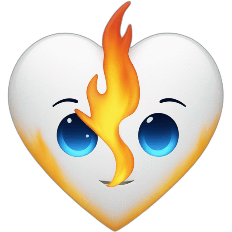 Coeur blanc avec flamme bleu emoji