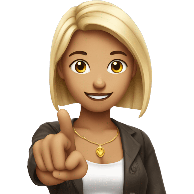 a beutiful girl pointing finger on you emoji