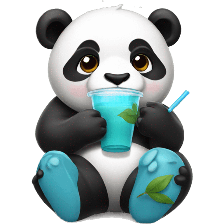 Panda drinking boba emoji