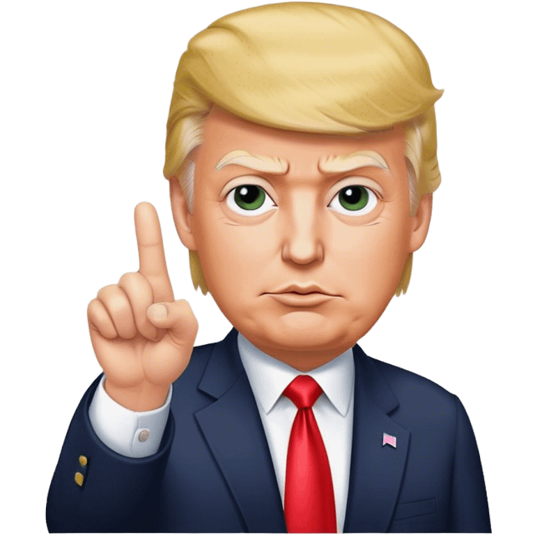 Super realistic Donald Trump pointing index finger up, realistic face emoji