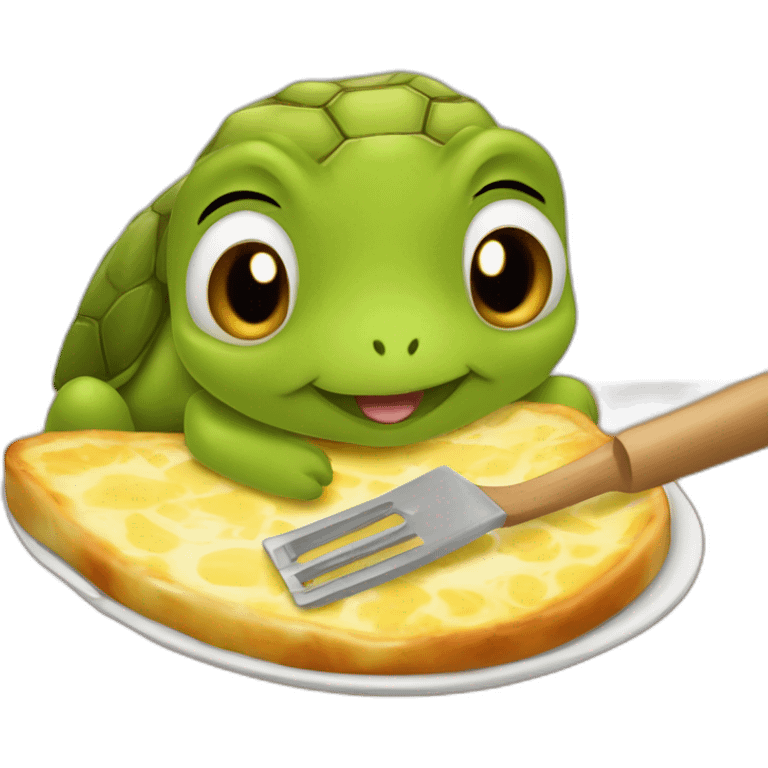 Une tortue qui mange une raclette emoji