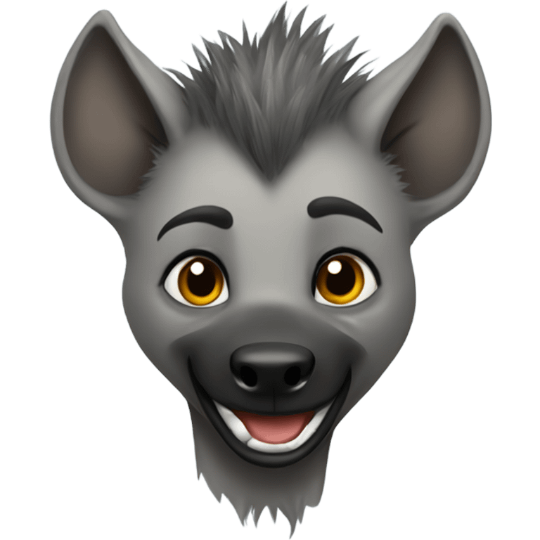 Gray female hyena with hawk hair style grinning  emoji