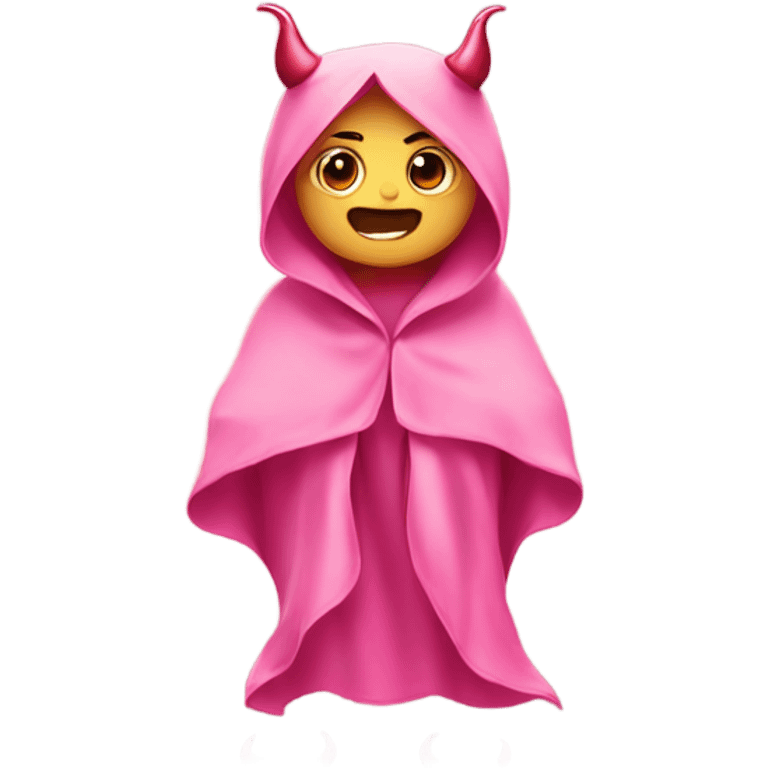 cute devil wearing pink blanket  emoji