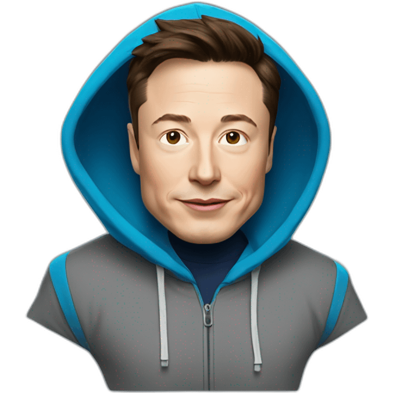 Elon musk with blue hoodie emoji