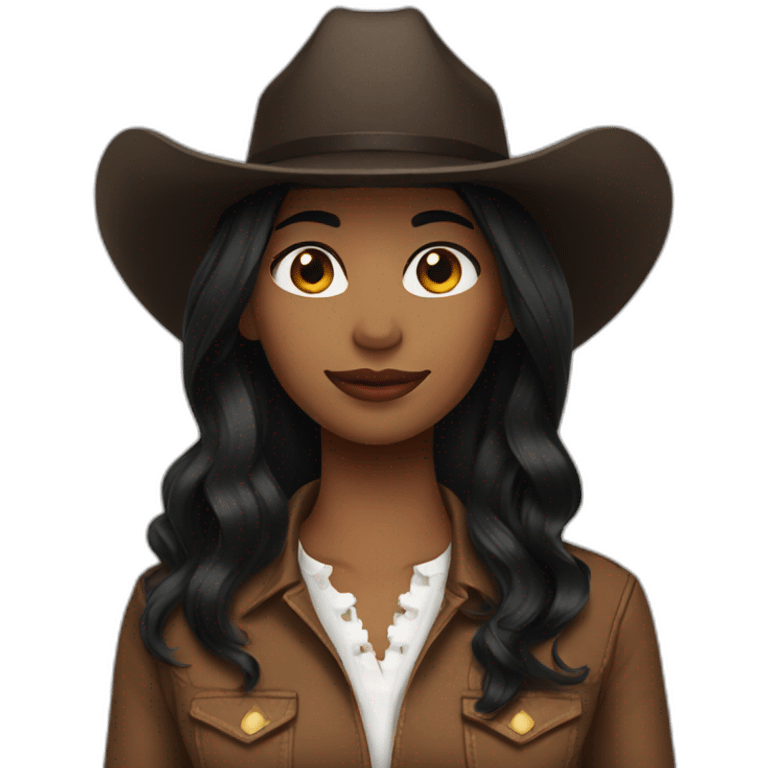 cowgirl black straight hair emoji