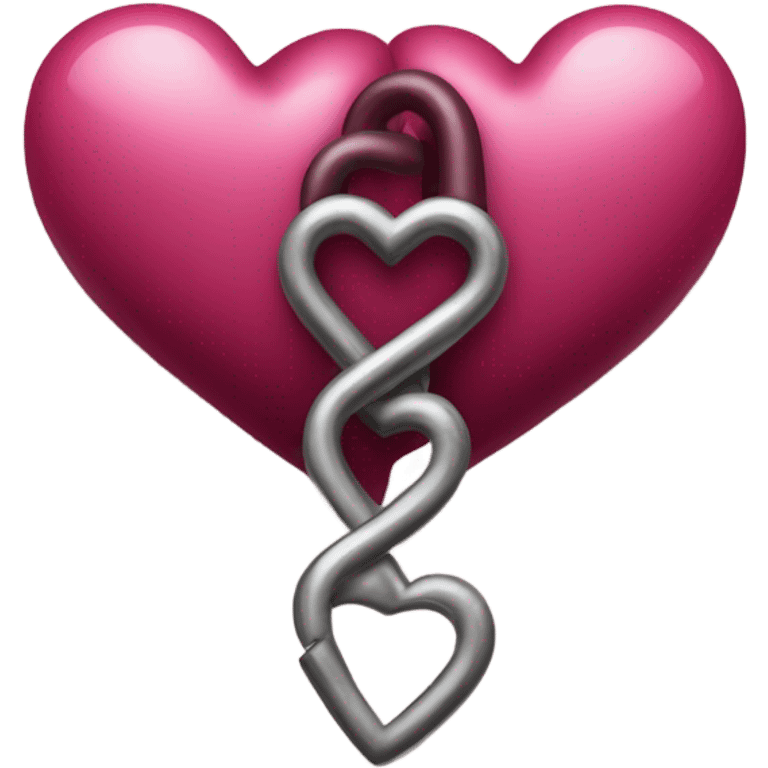 Two interconnected heart locks pink and burgundy  emoji