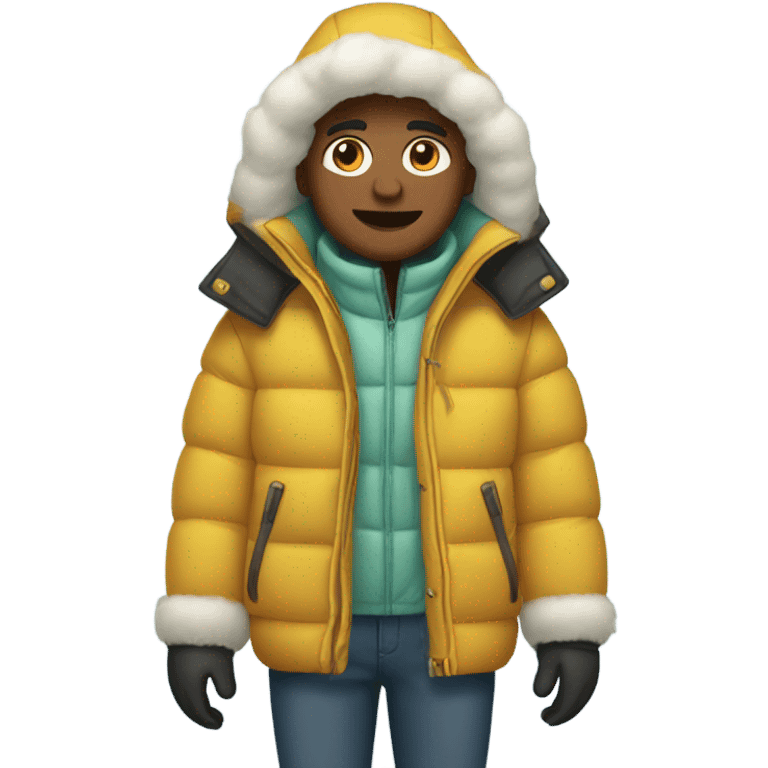 Puffy jacket and snowboots emoji