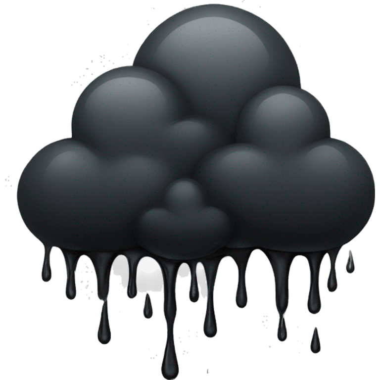 black clouds and black rain dripping down. Rain drops emoji