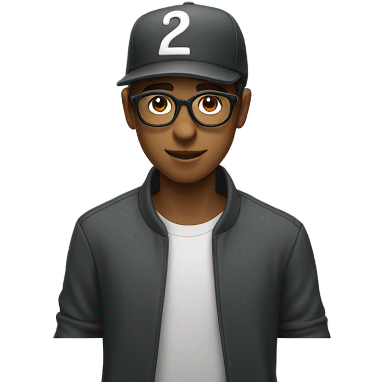 confident young man portrait with glasses  Using Flipped cap emoji