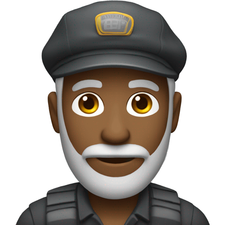 create an emoji of a dark-skinned man taxi driver, with a gray beard and no mustache and wearing a beret. emoji