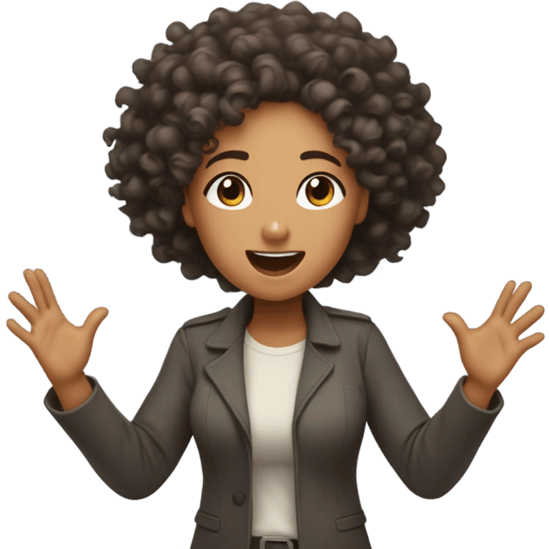 Curly-haired biracial woman as a preacher, praising the lord emoji