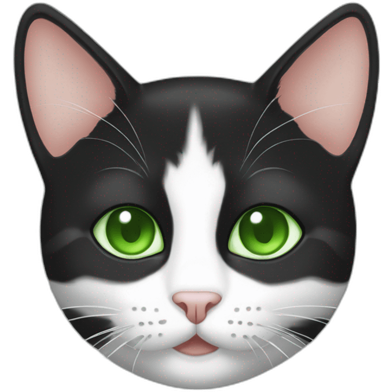 black and white агккн cat with green eyes emoji