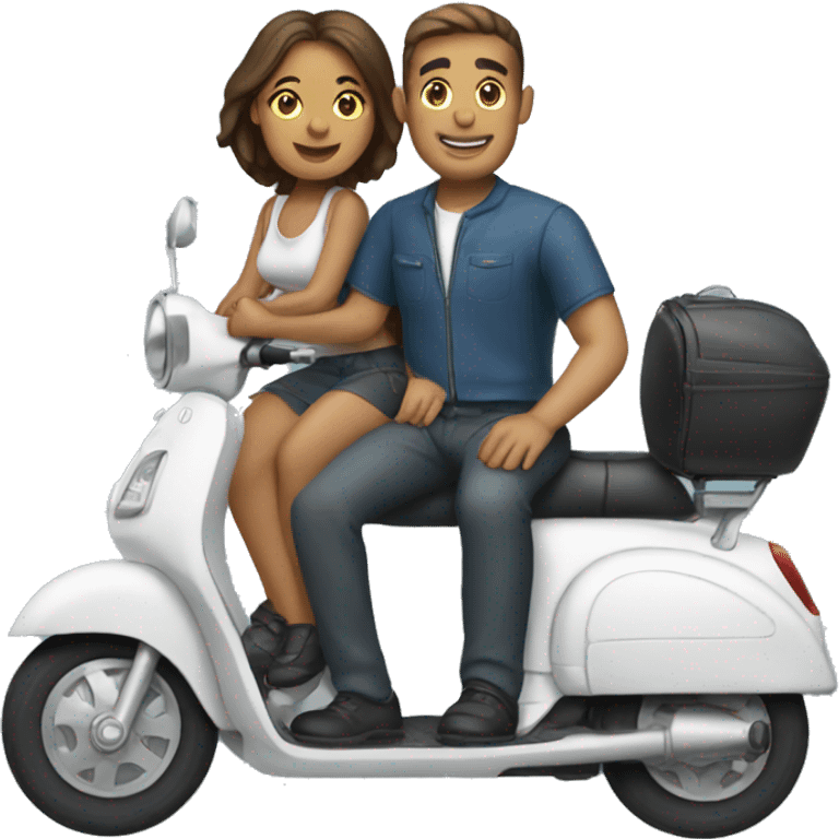 man and woman sitting on a scooter  emoji