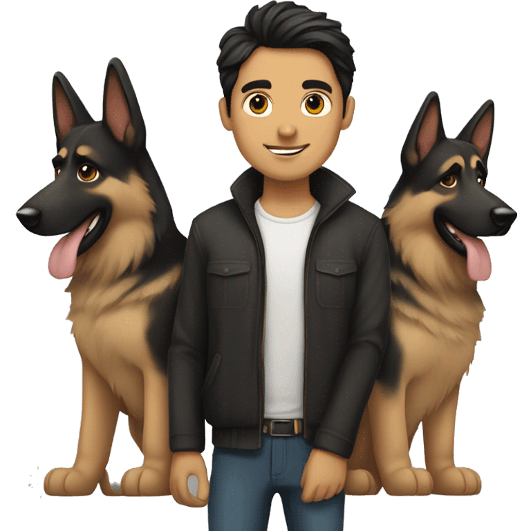 Dark hair man with German shepherd  emoji