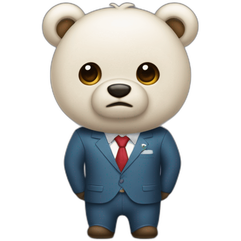 un oso con pelo y traje de empresario llorando emoji