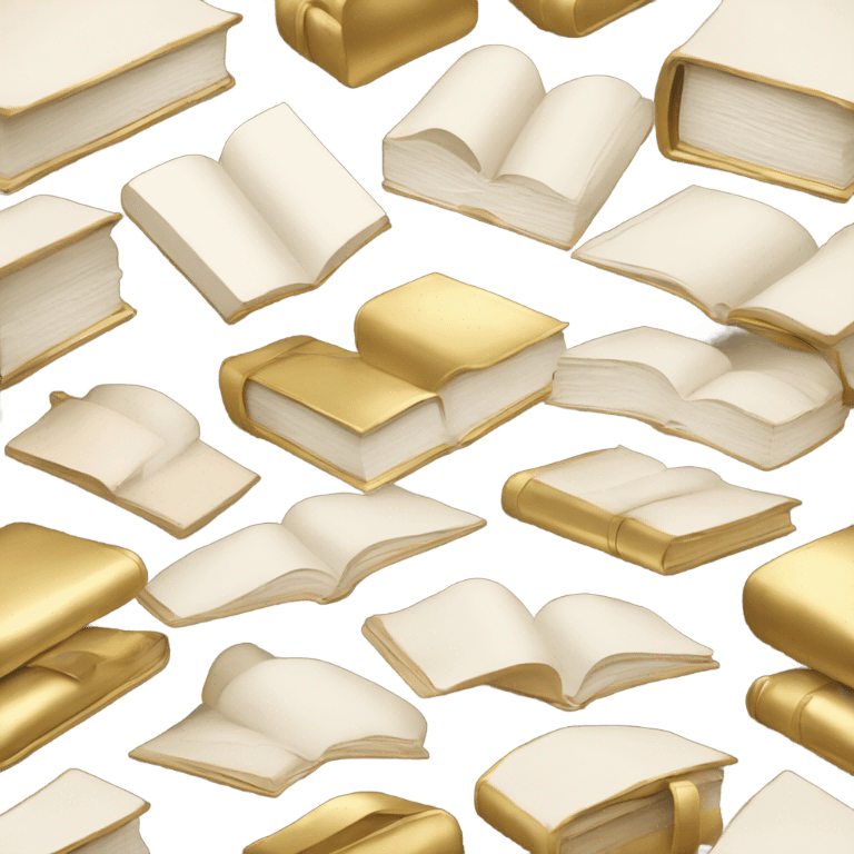 white beige books with gold accents emoji