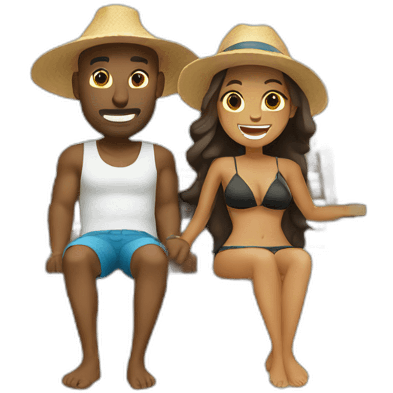 beach vacation couple emoji