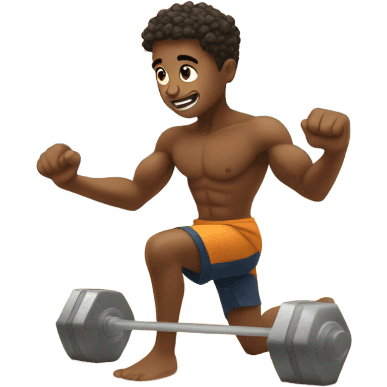 Boy working out on the beach  emoji