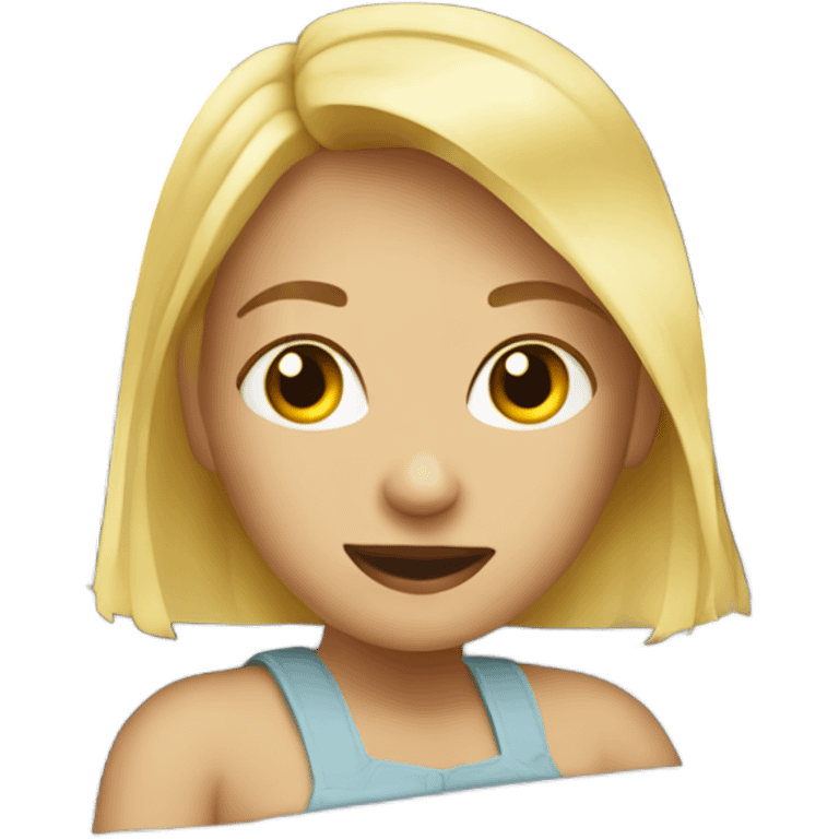 blonde girl in car interior, cute emoji