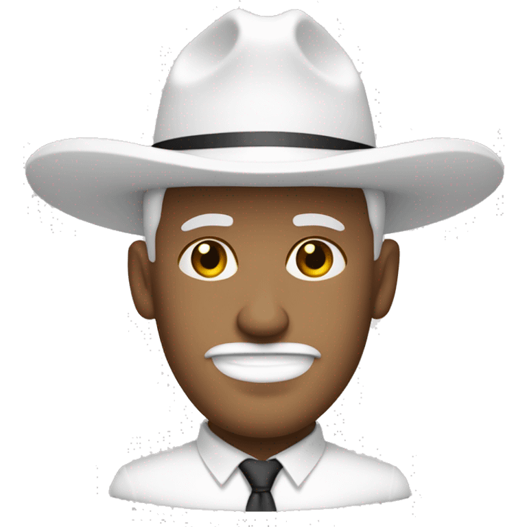 Un hombre color blanco es de la marina tiene el traje blanco y un sombrero blanco emoji