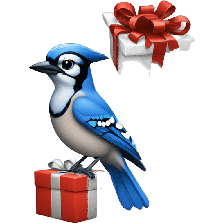 Blue Jay on a Present emoji