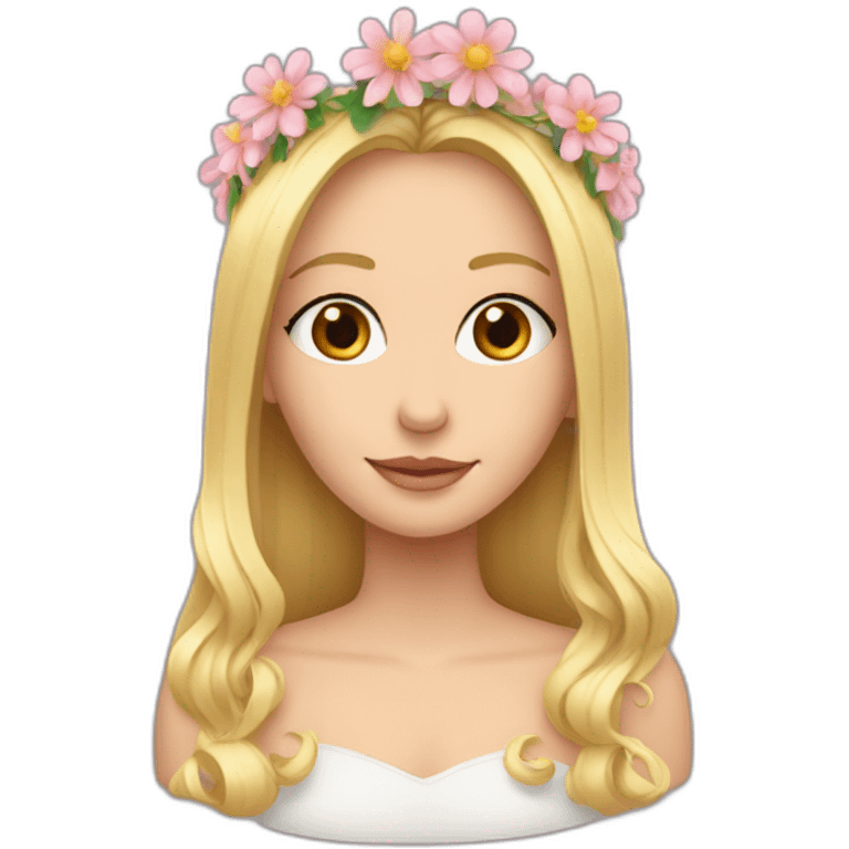 Fille blonde avec une couronne de fleur emoji