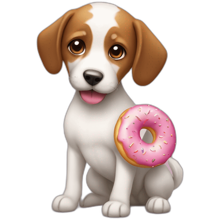 Bébé chien avec donut emoji