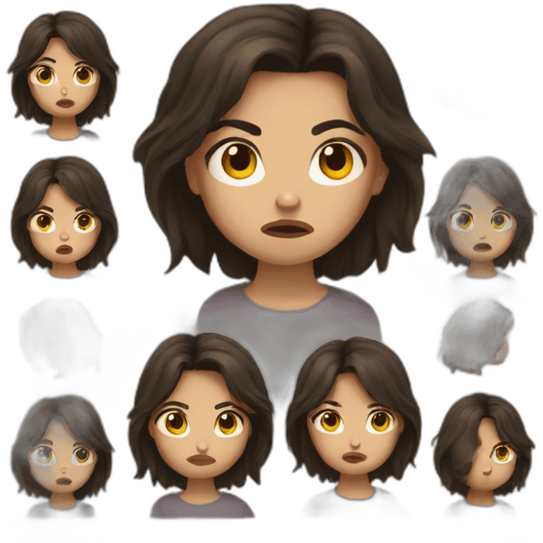 brunet girl with medium hair angry emoji