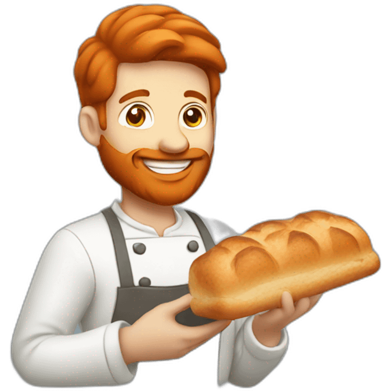 a redhead man eating bread dressed as a baker emoji