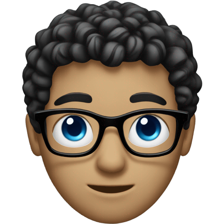 White Guy with short black curly hair and blue eyes and glasses  emoji