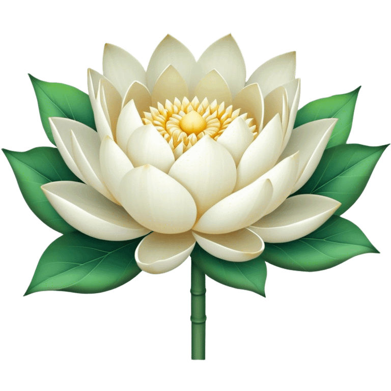 big bouquet White Lotus, luxuriant, stem, leaf, bright emoji