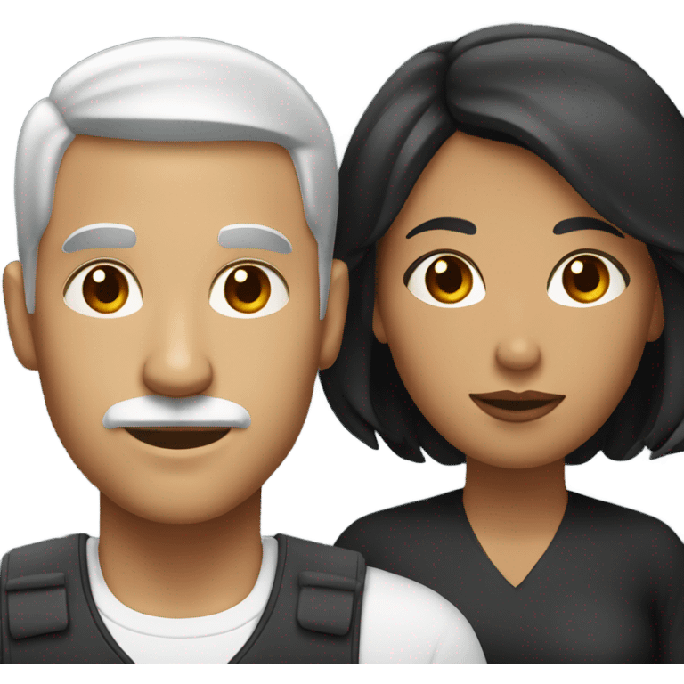 Black man with short black hair and mustache with white woman with straight red hair emoji