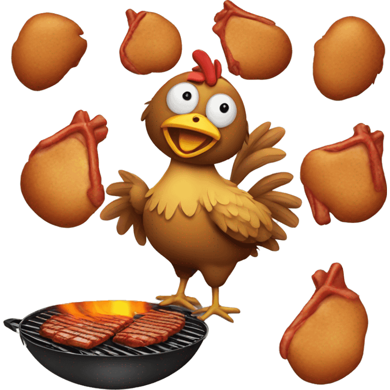 Chicken making bbq emoji