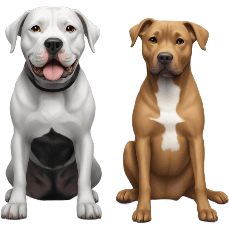 Grey pitbull next to black retriever dog emoji