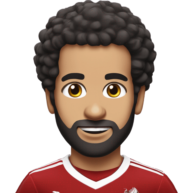 Mohammed Salah with afro hair in a liverpool shirt emoji