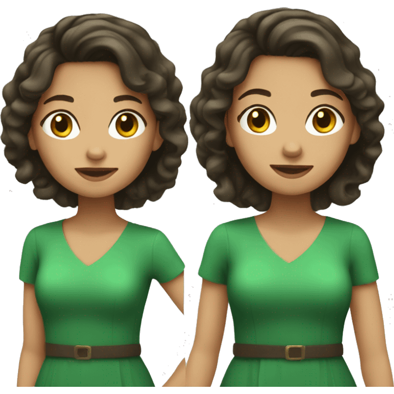 brunette girl in a green dress emoji