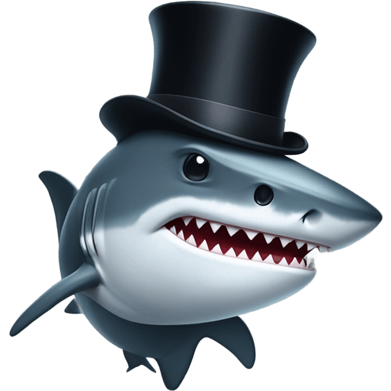 Shark with a top hat emoji