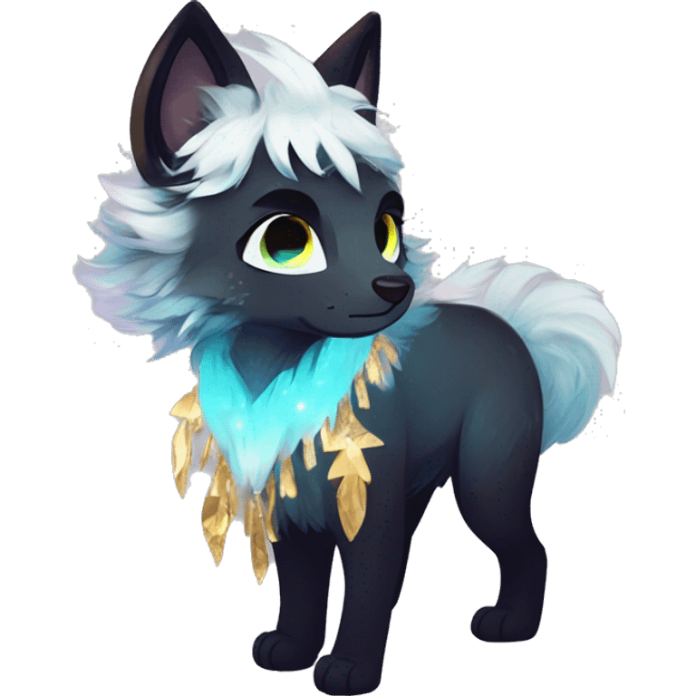 Cool cute Kawaii edgy fantasy animal sparkle fursona Fionbri by griffsnuff & LiLaiRa & Falvie full body emoji