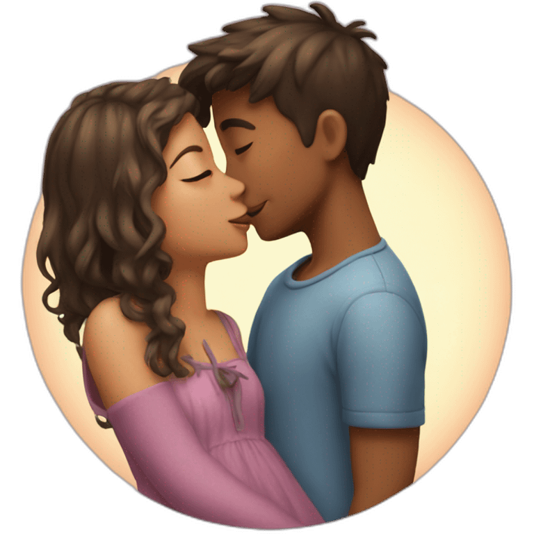 boy kissing girl emoji