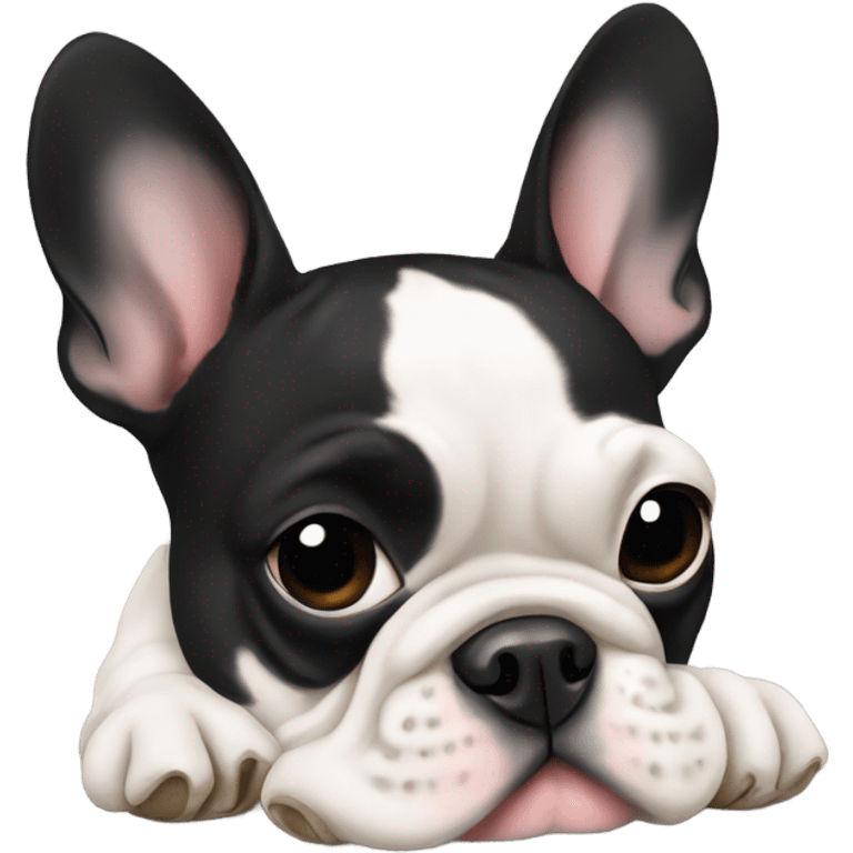 Black and white Frenchie with bone  emoji